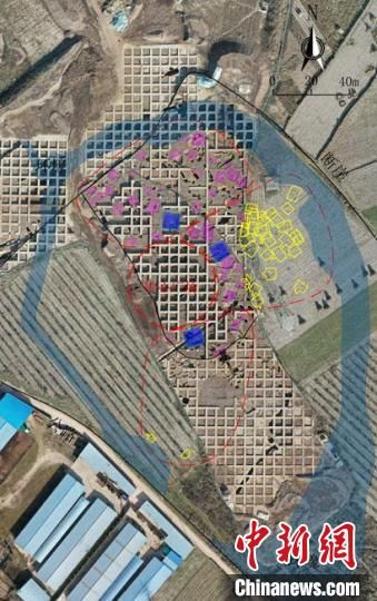 圖為位于甘肅省天水市張家川回族自治縣境內(nèi)的圪垯川遺址史家類型時期大型環(huán)壕聚落布局。(資料圖) 甘肅省文物局供圖